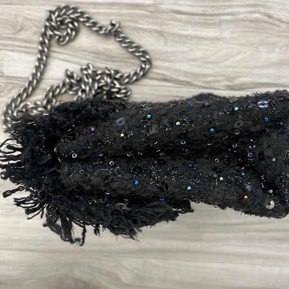 HP 🖤NWOT🖤Kurt Geiger London The Brixton Tweeds Bag Black - Picture 9 of 17